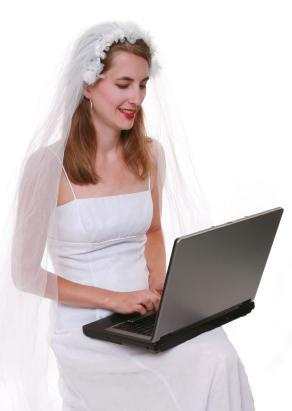 bride with laptop